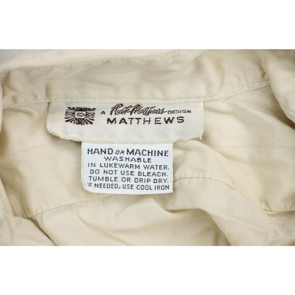 Vintage Ruth Matthews Beige Striped Cottagecore Blouse Shirt - Picture 5 of 5